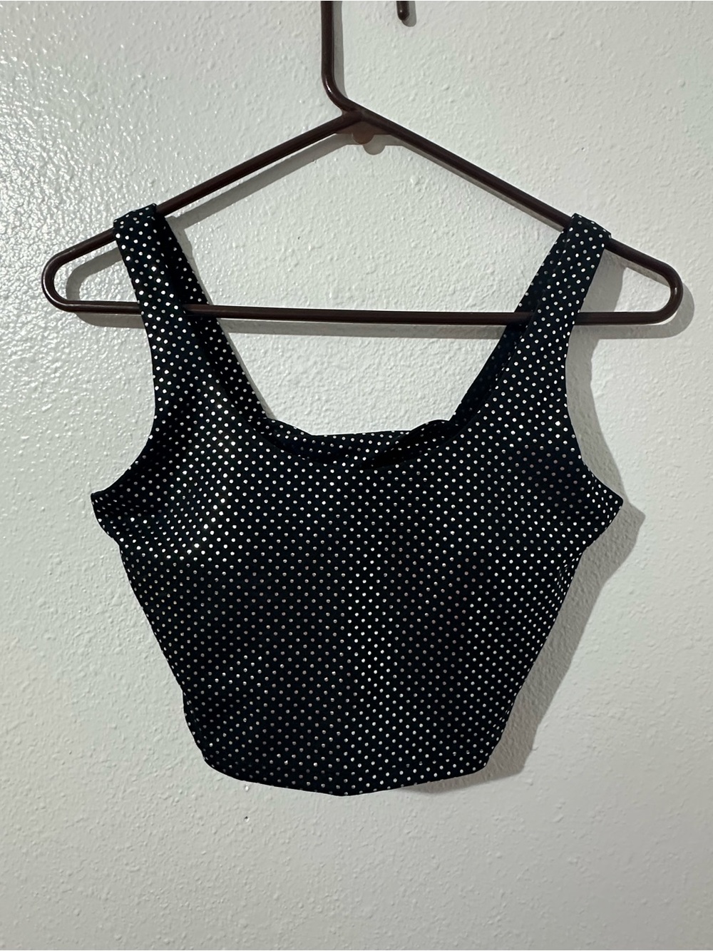 Zyia Active Girls Night Out Sports Bra Black Silver Dots Luxe Crop Tank Sz Med